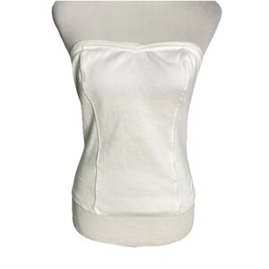 Anthropologie White Strapless Ribbed Tube Top